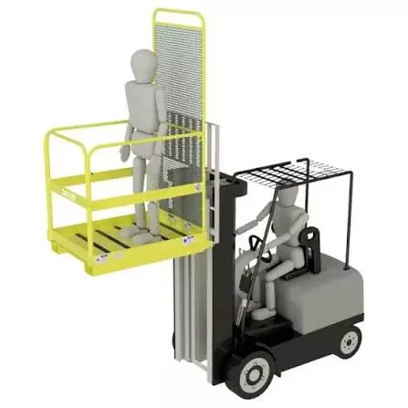 A forklift work platform is where a machine built for pallets is asked to carry people instead